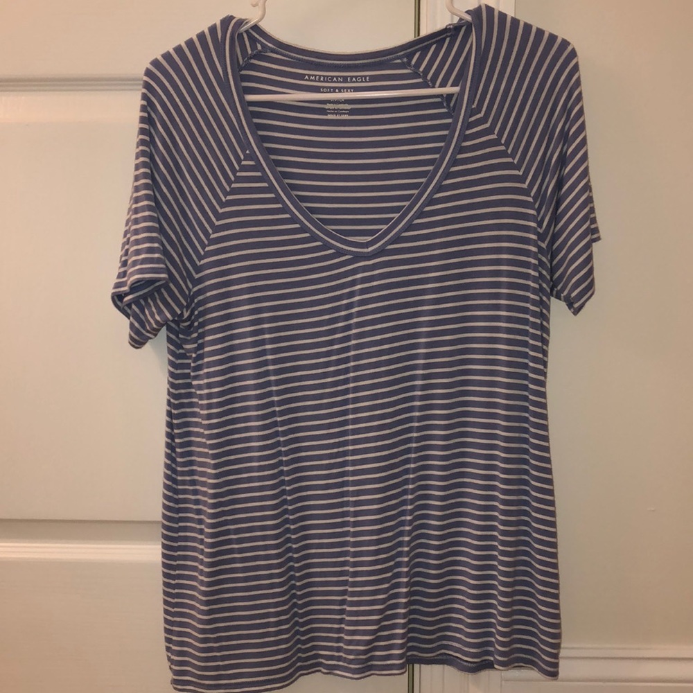 Blue and white striped tee